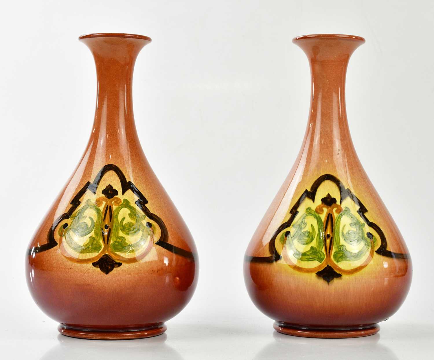 Lot 233 - WILLIAM AULT; a pair of Art Pottery vases with...