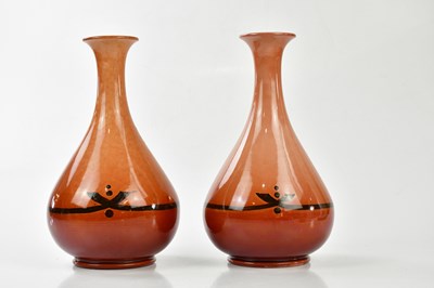 Lot 233 - WILLIAM AULT; a pair of Art Pottery vases with...