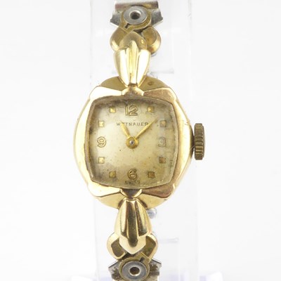 Lot 1322 - WITTNAUER; an Art Deco 14ct gold ladies'...