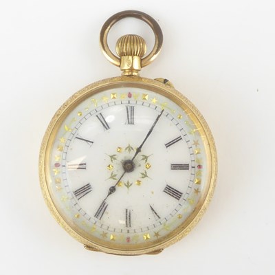 Lot 1280 - A vintage ladies' 18ct gold small open face...