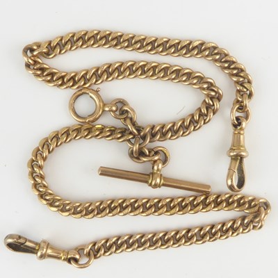 Lot 1288 - A Victorian 9ct rose gold Albert watch chain...