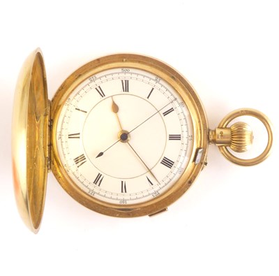 Lot 1279 - An 18ct gold full hunter chronograph pocket...