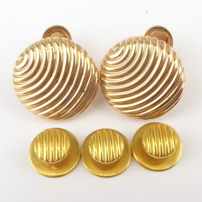Lot 1198 - A pair of 18ct yellow gold cufflinks and shirt...