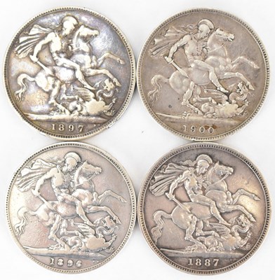 Lot 809 - Four Victorian silver crowns comprising an...