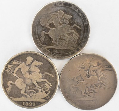 Lot 807 - Two George II silver crowns, 1819 and one...