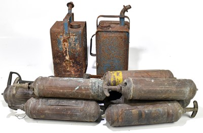 Lot 158 - A group of eight fire extinguishers