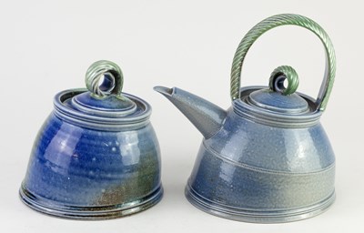 Lot 434 - JANE HAMLYN (born 1940); a salt glazed teapot,...