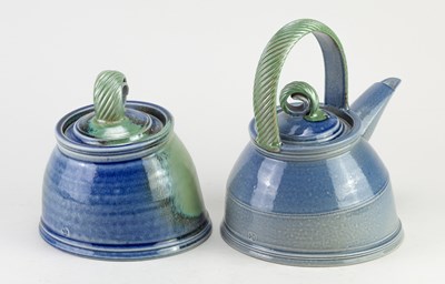 Lot 434 - JANE HAMLYN (born 1940); a salt glazed teapot,...