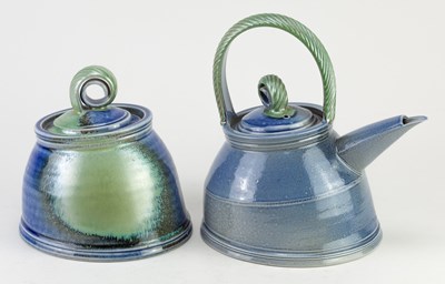 Lot 434 - JANE HAMLYN (born 1940); a salt glazed teapot,...