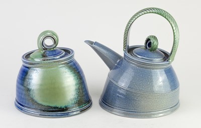 Lot 434 - JANE HAMLYN (born 1940); a salt glazed teapot,...