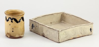 Lot 461 - JOHANNES PETERS; a square slipware slab dish...