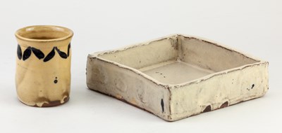 Lot 461 - JOHANNES PETERS; a square slipware slab dish...