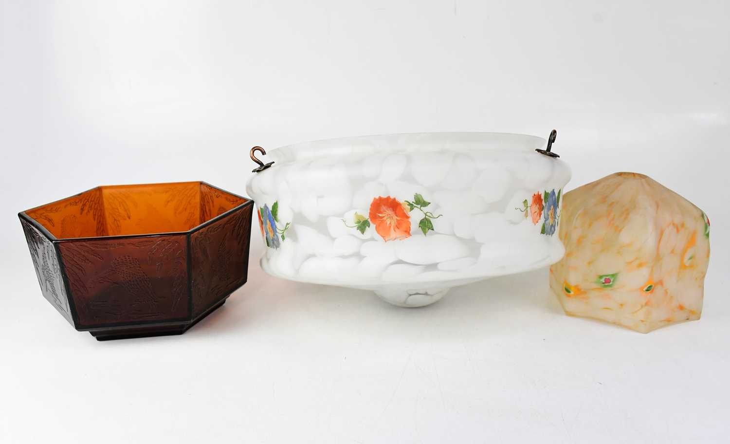 Lot 103 - A large vintage white and opaque glass floral...