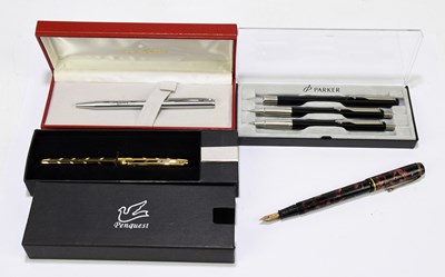 Lot 67 - CONWAY STEWART; a marbled vintage fountain pen,...