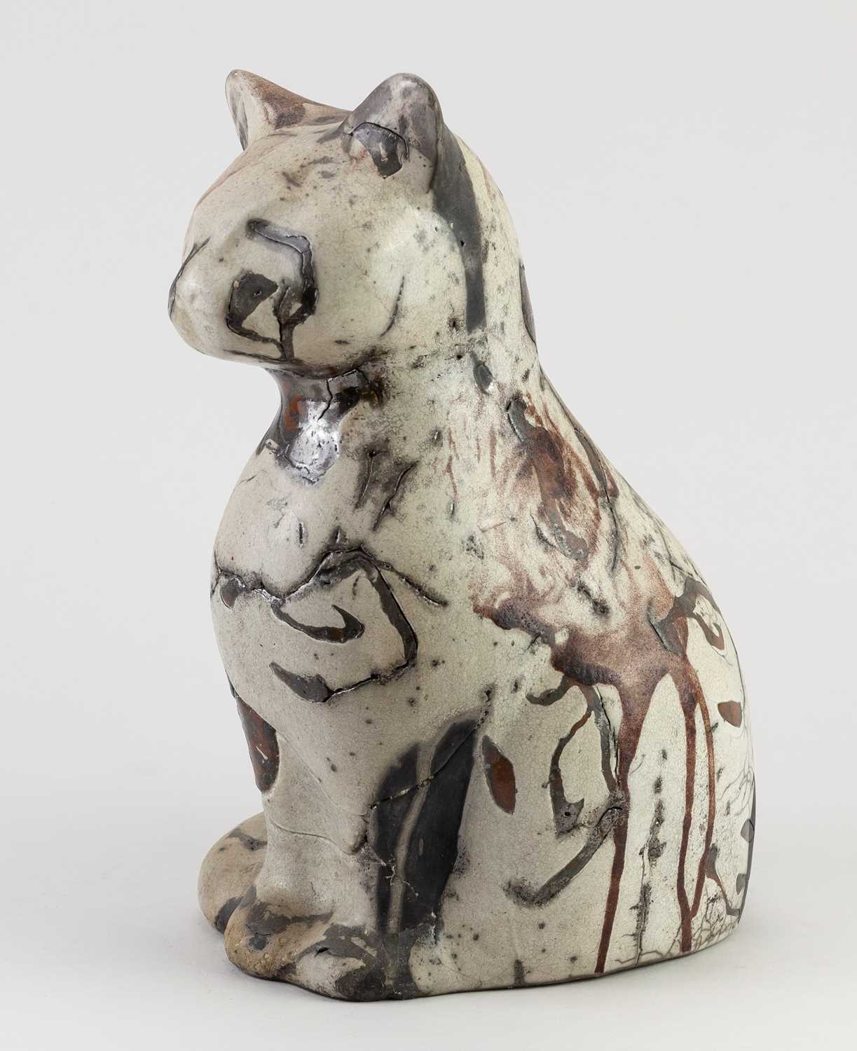 Lot 455 - JOAN DOHERTY (born 1949); a large raku cat