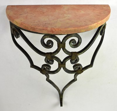 Lot 42 - A French wrought iron console table with...