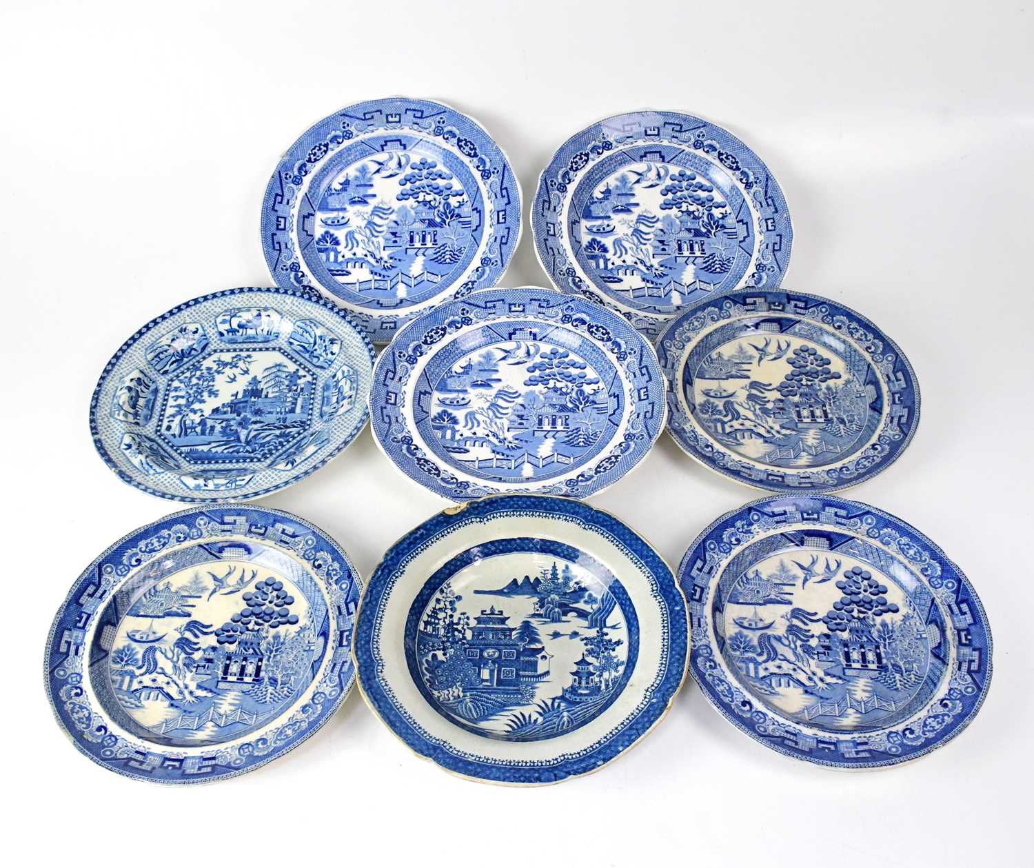 Lot 259 - Eight blue and white shallow bowls from the...