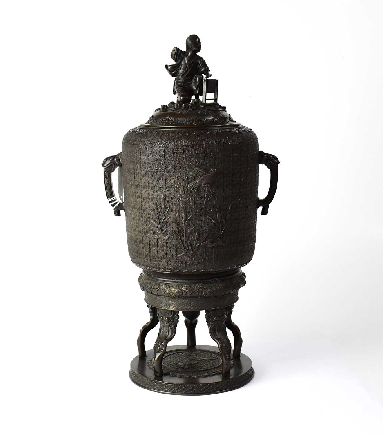 Lot 396 - A large Japanese Meiji period bronze jar and...