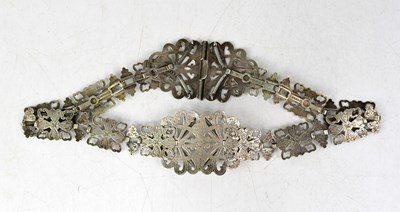 Lot 706 - A silver plated nurse's belt of pierced...