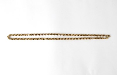 Lot 1147 - A 9ct yellow gold rope twist chain, length...