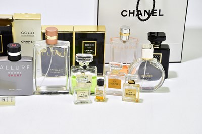 Lot 619 - CHANEL; fifteen perfume bottles including Coco,...