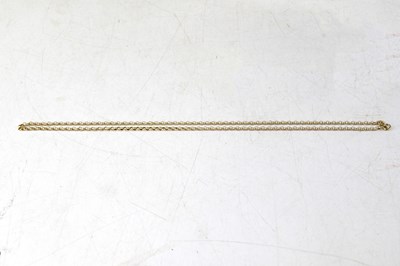 Lot 1164 - A yellow metal hoop link chain, length 58cm,...