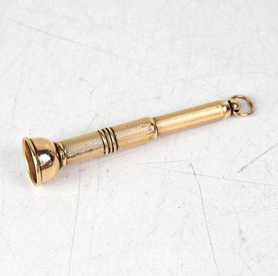 Lot 1204 - A 9ct yellow gold cigar pierce with spring...