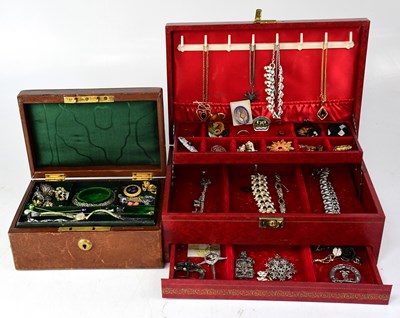Lot 1241 - Two boxes of costume jewellery including...