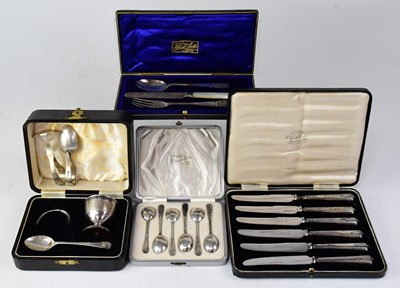 Lot 783 - Four cased sets of hallmarked silver...