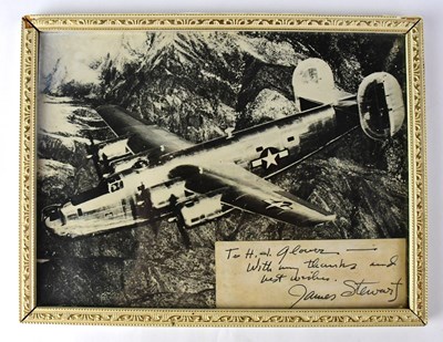 Lot 690 - JAMES STEWART; a signed card presented with a...