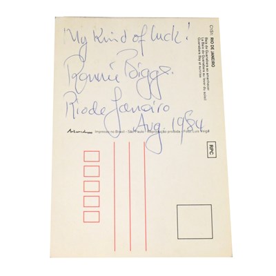 Lot 640 - RONNIE BIGGS; a postcard of Rio de Janeiro...