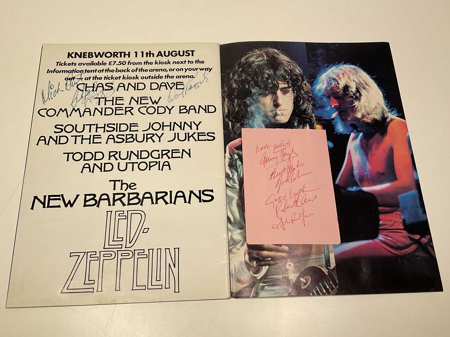 Led Zeppelin Programme Lot 2103 - LED ZEPPELIN; a programme for the concert