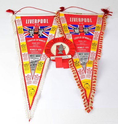 Lot 502 - LIVERPOOL FOOTBALL CLUB; two pennants from the...