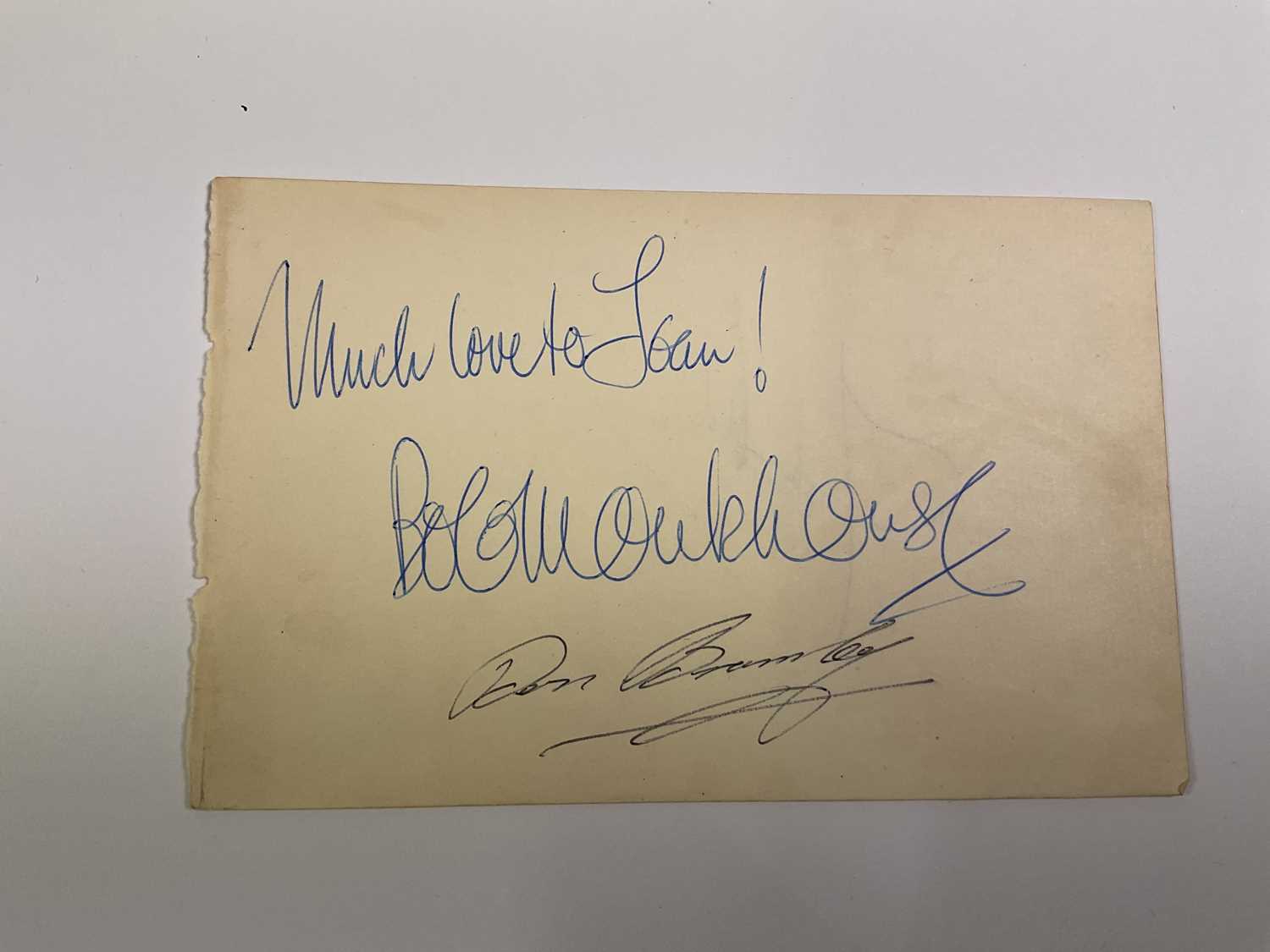 Lot 2186 - BOB MONKHOUSE; a page from an autograph book...