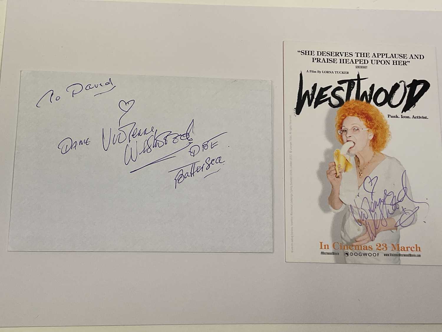 Lot 2248 - VIVIENNE WESTWOOD; a card and envelope bearing...