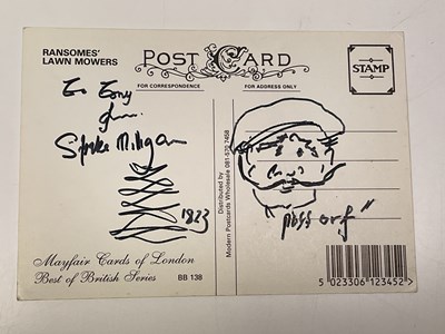 Lot 2173 - SPIKE MILLIGAN; a postcard bearing the comedy...