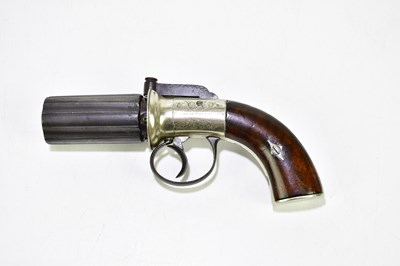 Lot 1015 - A 19th century pepper-box revolver with steel...