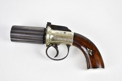 Lot 1015 - A 19th century pepper-box revolver with steel...