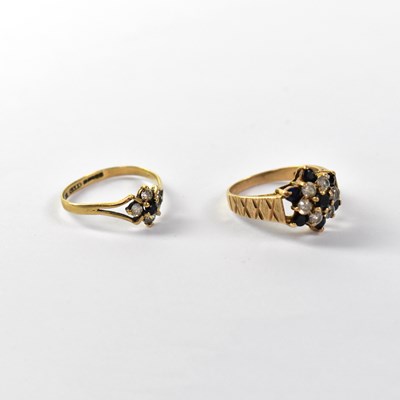 Lot 1077 - Two ladies' vintage 9ct gold rings