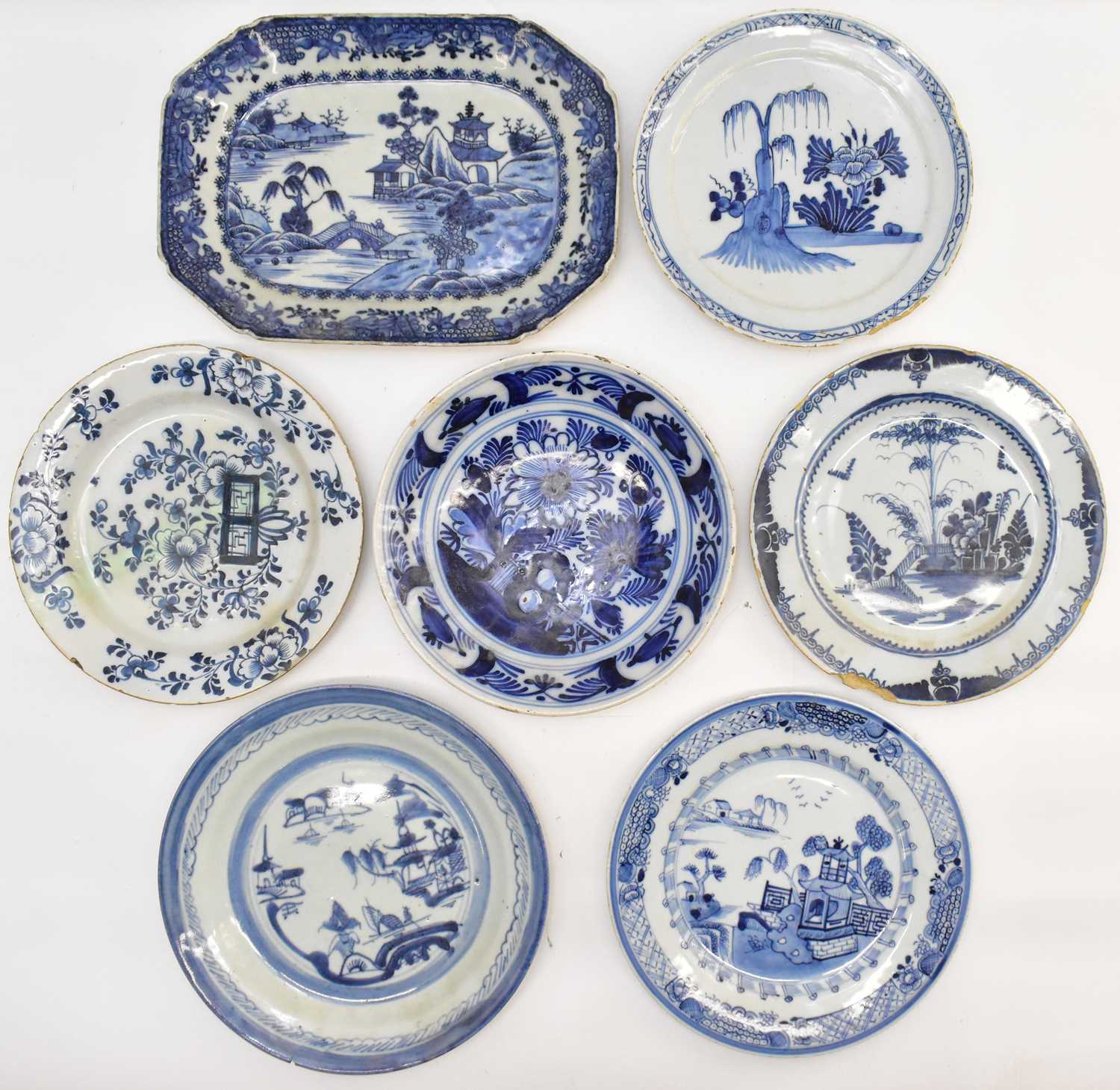 Lot 355 - Four 19th century Chinese porcelain plates,...