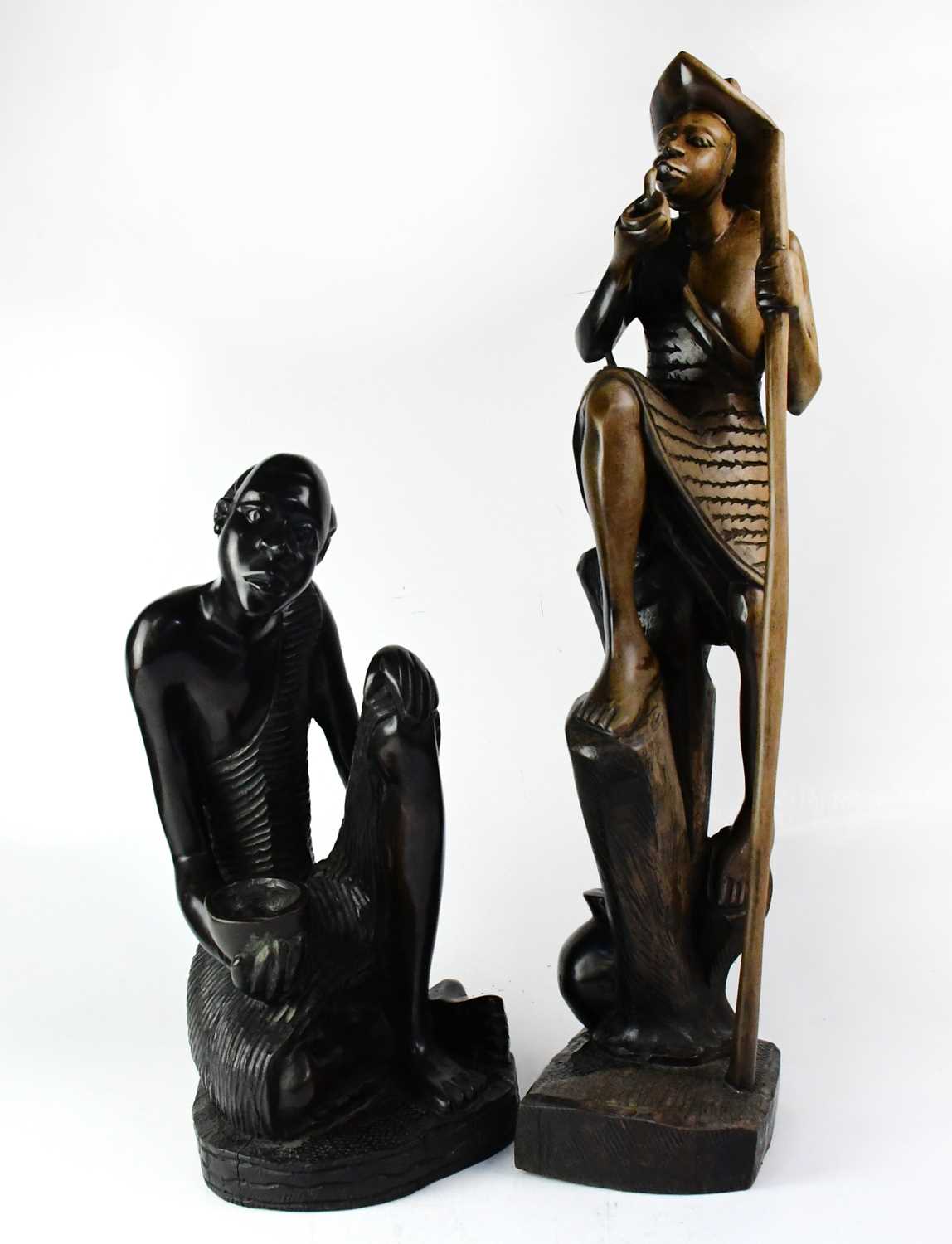 Lot 322 - Two large African carved hardwood figures,...