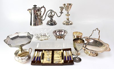 Lot 713 - A quantity of silver plate including basket,...