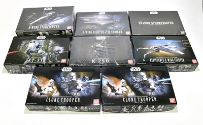 Lot 130 - BAN DAI; eight boxed Star Wars model kits to...