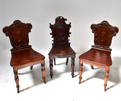 Lot 4 - Two matching Victorian mahogany shield back...