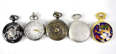Lot 1108 - Five quartz pocket watches