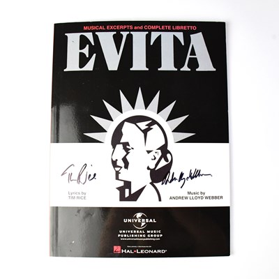 Lot 557 - EVITA; a music score book bearing the...