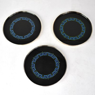 Lot 770 - GORHAM; three American glass coasters with...