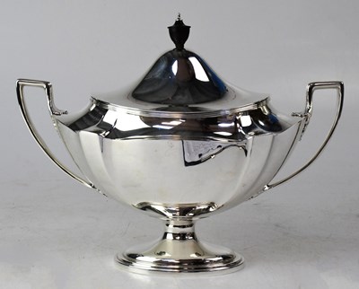 Lot 768 - GORHAM; a silver twin-handled serving dish...