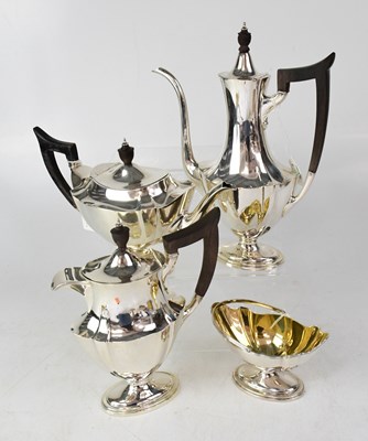 Lot 720 - GORHAM; a silver four-piece tea set of oval...