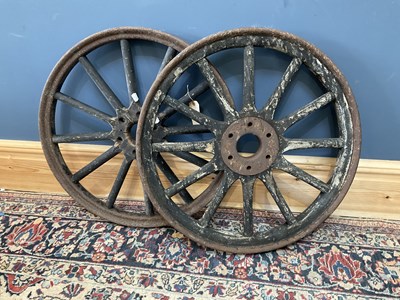 Lot 2097 - A pair of cast metal motor vehicle wheels,...